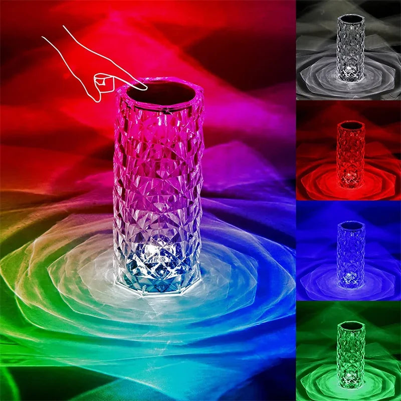 Abajur cristal Com 16 Cores Sensível ao Toque