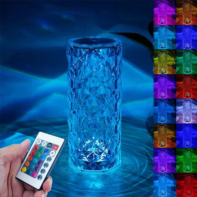 Abajur cristal Com 16 Cores Sensível ao Toque