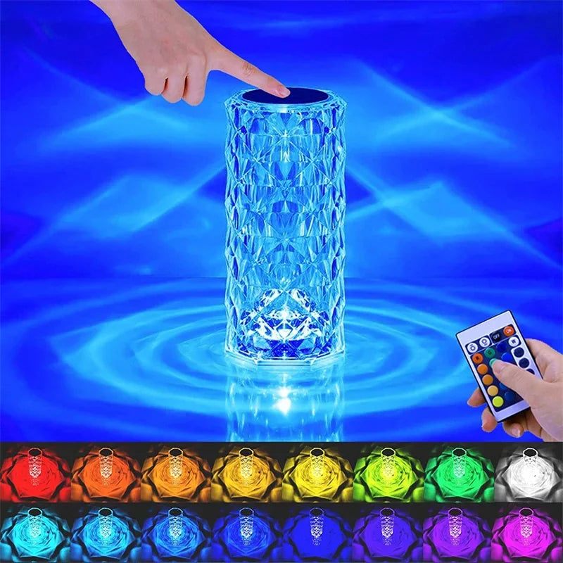 Abajur cristal Com 16 Cores Sensível ao Toque