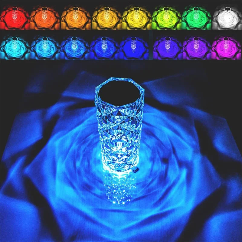 Abajur cristal Com 16 Cores Sensível ao Toque