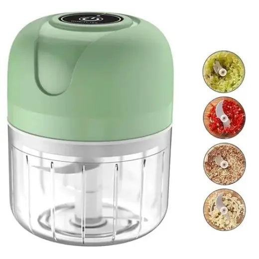 Mini Processador Elétrico de Alimentos Portátil com 3 lâminas de aço inox USB 250 ml