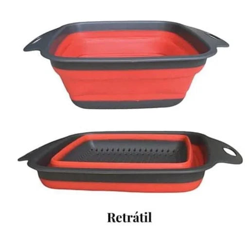 Escorredor Retrátil de Silicone para Lavar Frutas e Vegetais