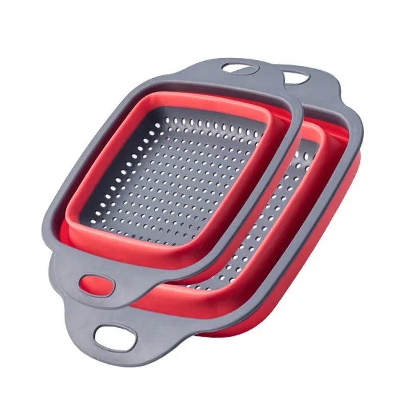 Escorredor Retrátil de Silicone para Lavar Frutas e Vegetais