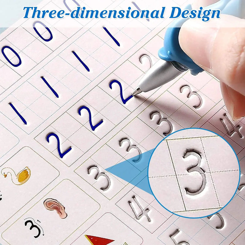 Caderno de Caligrafia Mágicos Reutilizável - Kit com 4 Cadernos